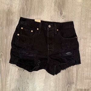 Black Levi’s Ripped Jean Shorts